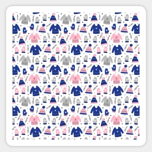 Winter Seamless Pattern With Knitted Sticker